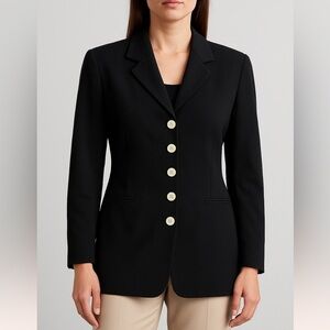 Vintage Mondi Black Wool Blend Blazer Jacket Cream Buttons Size 42 Women’s 10